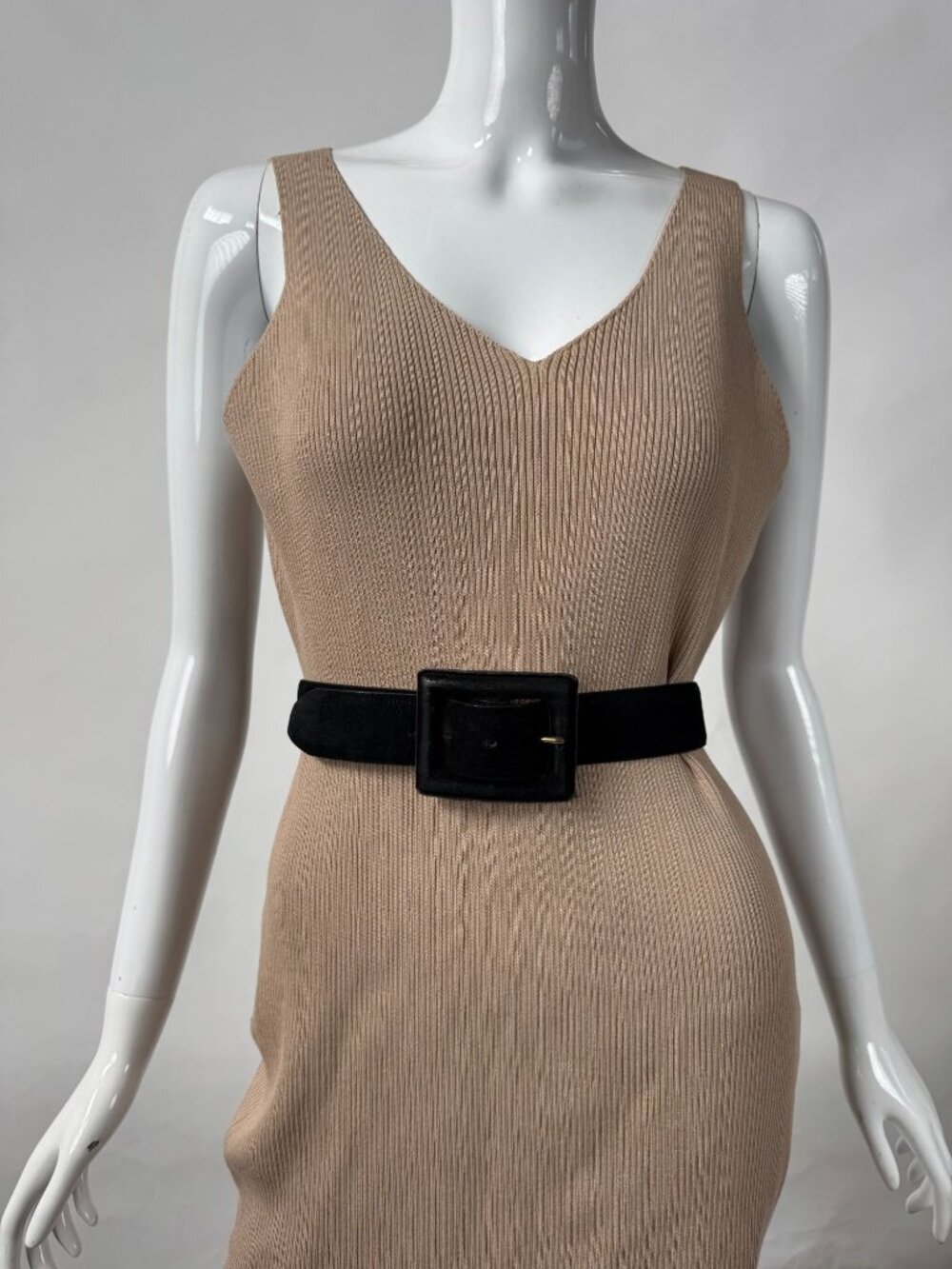 Talbots Womens Genuine Leather Suede Belt With Buckle - Size Small Black & Tan